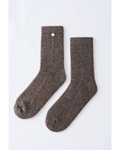 Mix Color Dots Wool-Blend Crew Socks in Taupe
