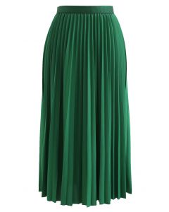Simplicity Pleated Midi Skirt in Green