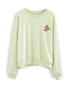 Love Yourself Slouchy Sweatshirt in Lime