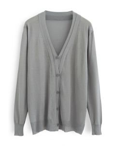 Lightsome Button Down Cardigan in Grey