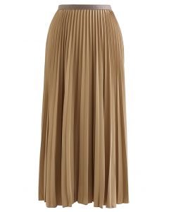 Simplicity Pleated Midi Skirt in Light Tan