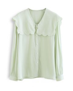 Scalloped Doll Collar Buttoned Shirt in Pistachio