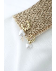 Pearly Heart Golden Hook Drop Earrings