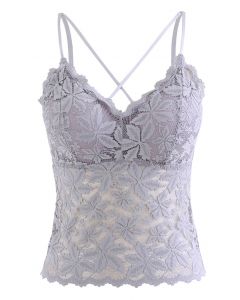 Blossom Lace Cami Bustier Top in Lilac