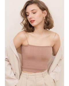 Built-in-Bra Stretchy Cami Top in Dusty Pink