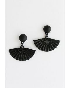 Black Folded Fan Earrings