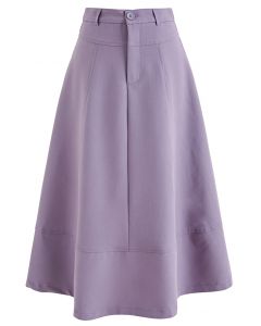 High-End Flare Hem Midi Skirt in Lilac