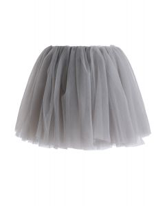 Amore Mesh Tulle Skirt in Grey For Kids