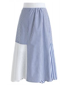 條紋Vacay A-Line Midi半身裙