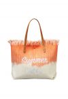 Summer Vibes Two-Tone Canvas Tote Bag in Orange