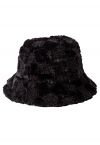 Check Fuzzy Bucket Hat in Black