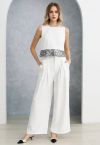 Side Pocket Wide Leg Pleated Pants in White