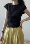 Cap Sleeve Crisscross Cotton Top in Black