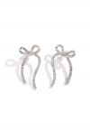 Rhinestone Insert Bowknot Earrings in Silver