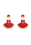 Pearl Christmas Dress Enamel Earrings