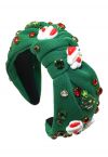 Santa Claus Crystal Decor Knotted Headband in Green