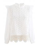 Sunflower Full Lace Long Sleeves Top in White