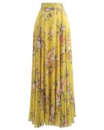 Timeless Favorite Floral Chiffon Maxi Skirt in Yellow