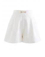 Horsebit Side Pockets Shorts in White
