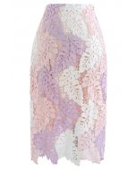 葉子狀編織鉛筆裙--粉色