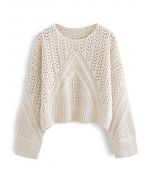 Hollow Out Chunky Knit Sweater in Ivory