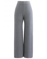 Double Braids Knit Straight Leg Pants in Grey