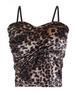 Cross Wrap Fitted Cami Top in Leopard
