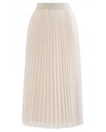 Call out Your Name Pleated Mesh Skirt in Cream