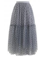Can't Let Go Dots Mesh Tulle Skirt in Dusty Blue