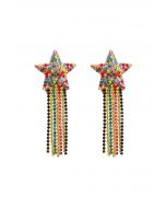 Mix Color Beaded Meteor Tassel Drop Earrings