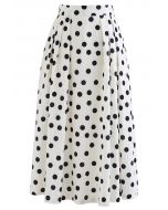 Black Dot Floret Embossed Pleated Skirt