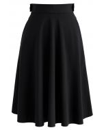 Basic Full A-line Skirt in Black