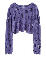 Flower Land Crochet Crop Top in Purple