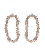 Full Rhinestone Oblong Earrings in Ivory