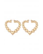 Hollow Out Metal Heart Earrings in Gold