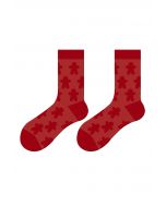 Christmas Vibe Embossed Mid-Calf Socks in Red