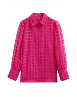 Check Pattern Button Down Shirt in Hot Pink