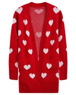 Love Embrace Open Front Knit Cardigan in Red