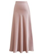 Timeless Elegance Satin A-Line Maxi Skirt in Light Pink