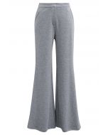 Side Pockets Flare Leg Pants in Grey