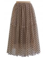 Can't Let Go Dots Mesh Tulle Skirt in Caramel