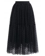 Can't Let Go Dots Mesh Tulle Skirt in Black