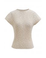 Basic Cap Sleeve Cotton Top in Oatmeal
