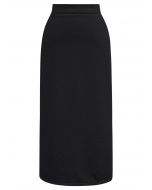 Wavy Jacquard Pencil Maxi Skirt in Black