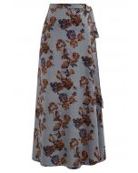 Vintage Floral Print Tie-Waist Wrap Skirt