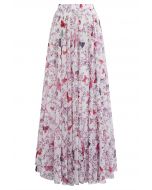 Butterfly Floral Chiffon Maxi Skirt