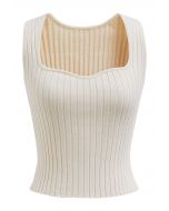 Flattering Fit Ribbed Tank Top in Ivory