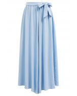 Breezy Tie Waist Asymmetric Crop Pants in Blue