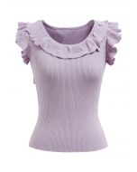 Ethereal Ruffle Sleeveless Knit Top in Lilac