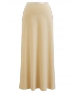 Sleeky Elastic Waist Maxi Skirt in Light Yellow